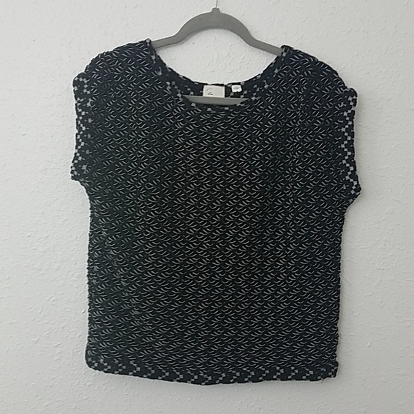 postmark Anthro Medium blouse black white cropped - Picture 1 of 7